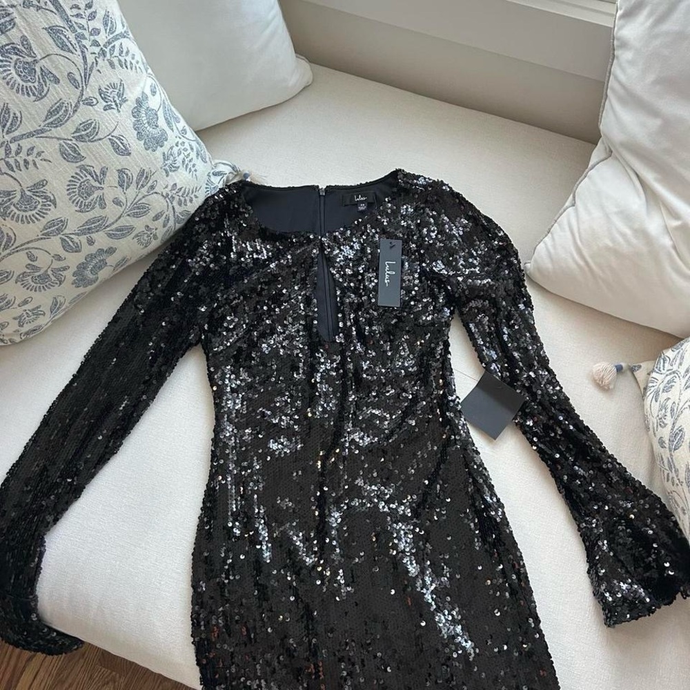 Lulu's Black Sequin Mini Dress